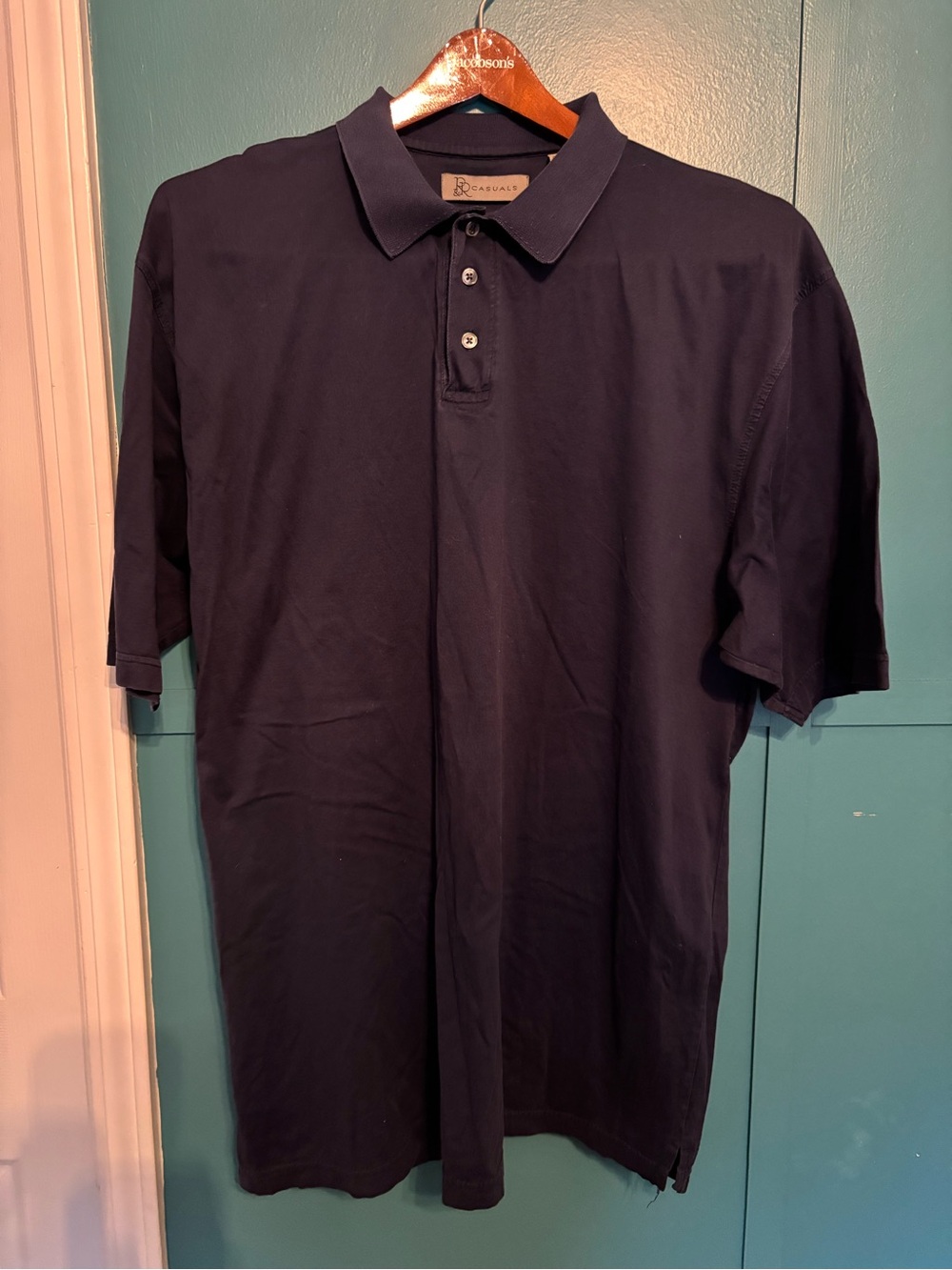 R & R Casuals Men's Navy Polo Shirt Classic CollarSize XXL 100% Cotton